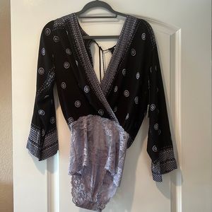 Free People Black Bodysuit